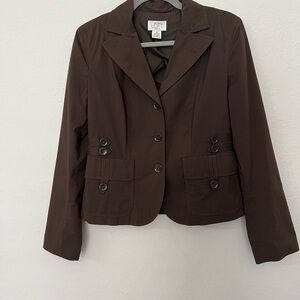 LOFT Brown Suit Jacket with Tailored Fit and Notched Lapels